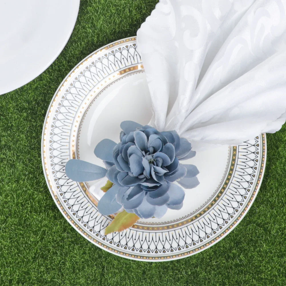 

4Pcs Decorative Flower Napkin Buckles High-Grade Exquisite Napkin Rings for Wedding Ceremony Dinner Party Supplies