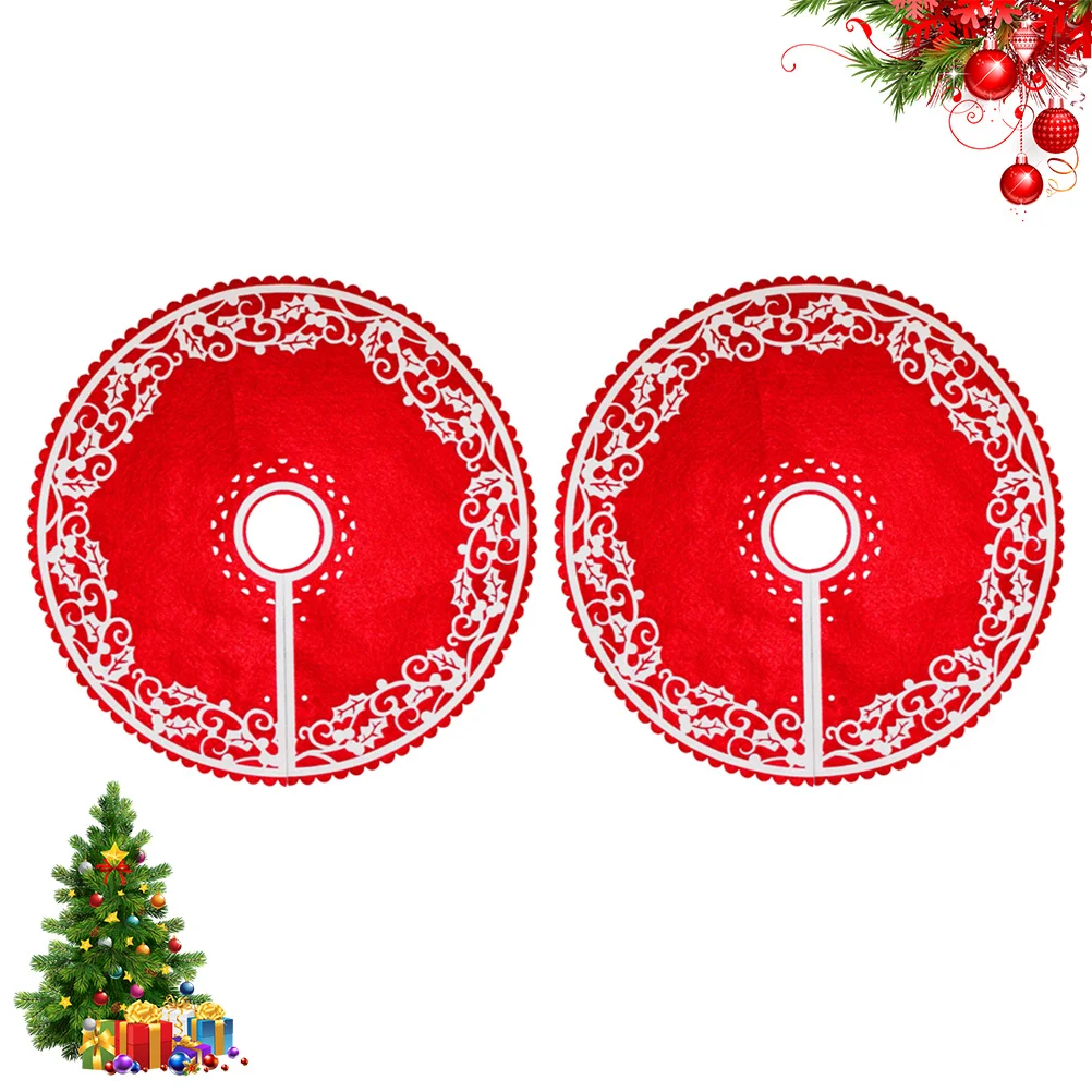 

2 Pcs Tree Base Decoration Fabric Skirt Red Small Cute Cheistmas Mini Skirts Christmas