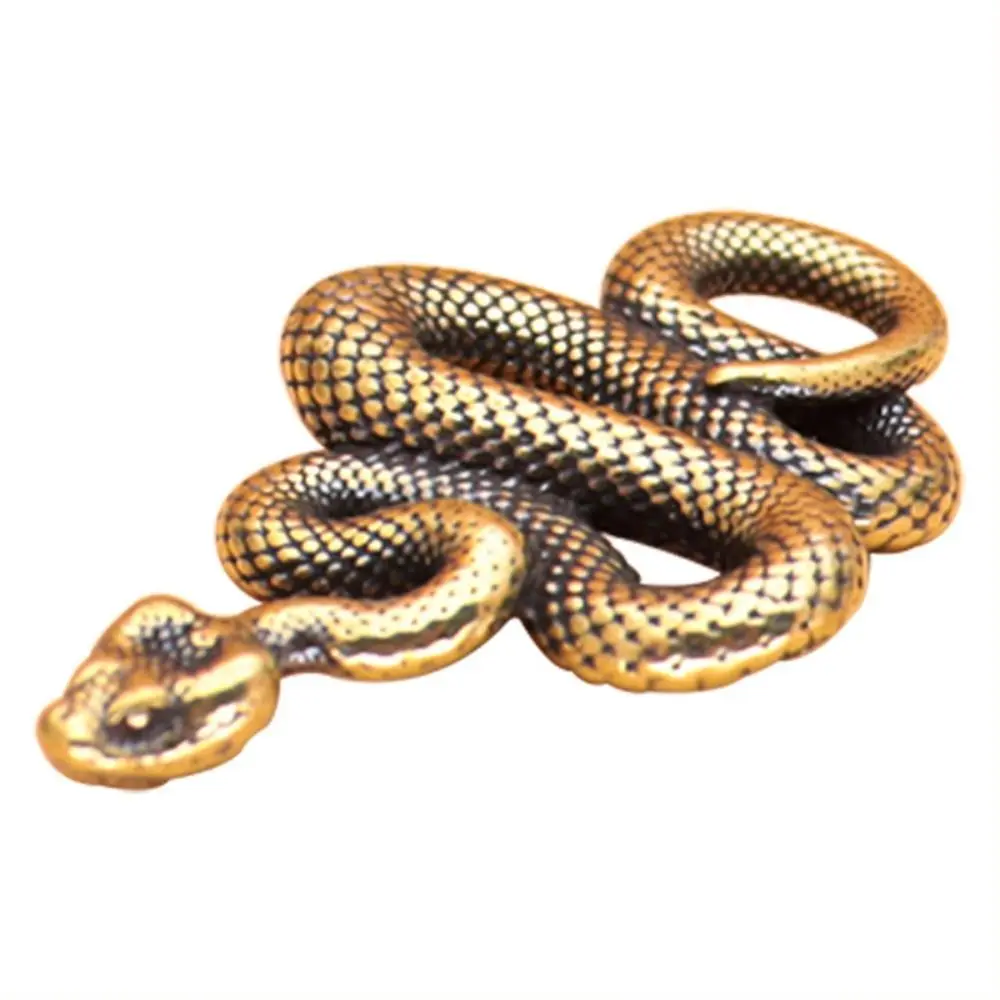 

Twelve Zodiac Snake Vintage Brass Snake Statue Ancient Lifelike Snake Figurines Elegant Exquisite Lucky Charm Animal Sculpture
