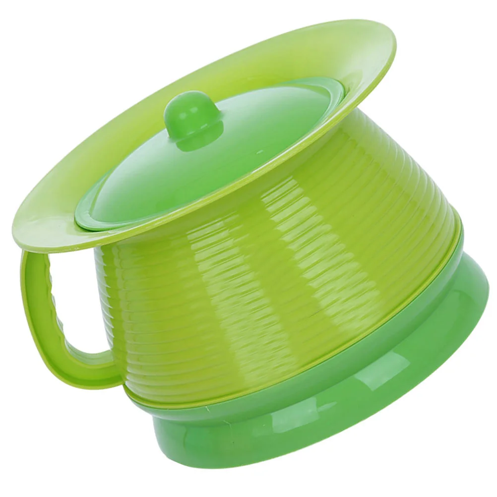 1 قطعة مبصقة بلاستيكية للأطفال سميكة ناعمة ومتينة بغطاء مبولة للأطفال والكبار وعاء غرفة عموم محمول