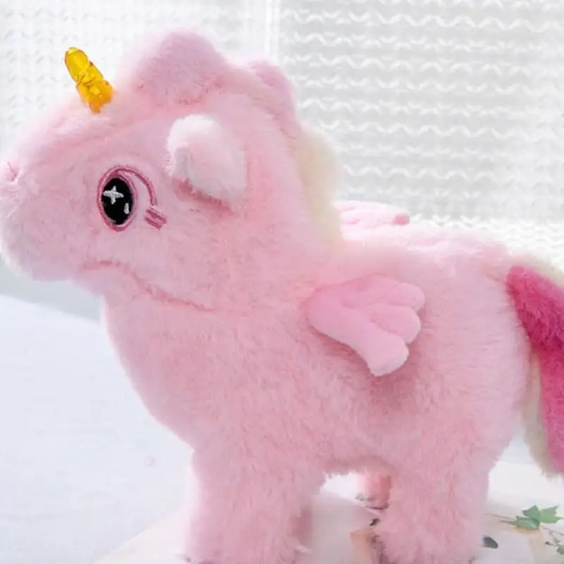 لعبة حيوانات قطيفة كهربائية للأطفال الصغار، حيوانات محشوة مع صوت ضوء LED، هدية عيد ميلاد تفاعلية للأطفال A2UB