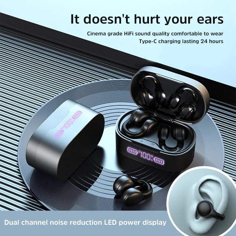 

2025 Earclip Bluetooth Earphones Wireless Headphones HIFI Stereo Ring Type Clip Ear Game Sports Headset Hot Sale New Gift