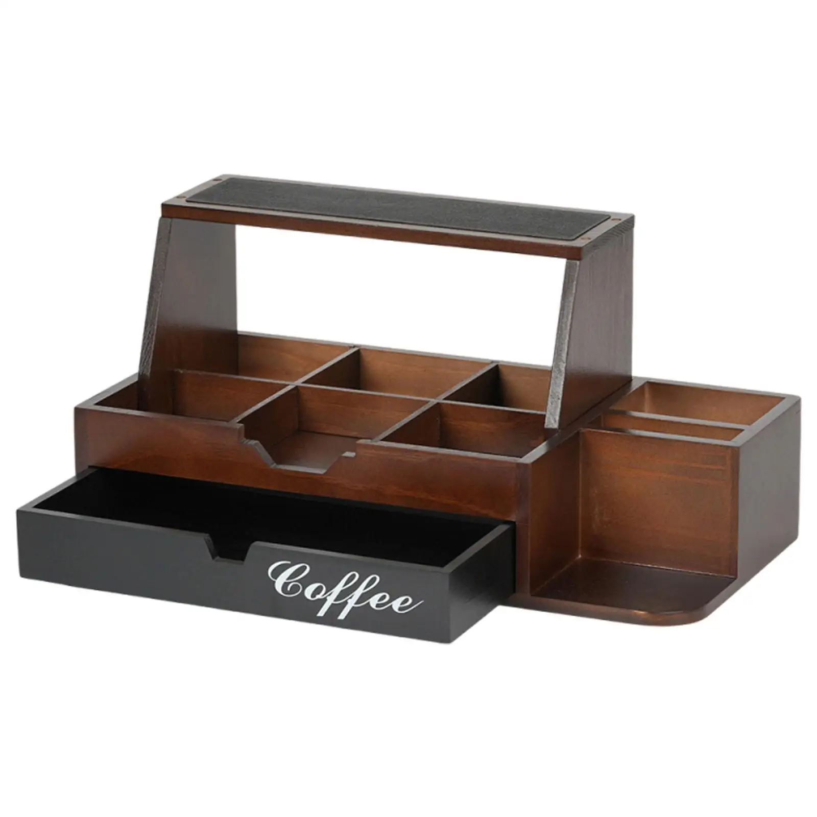 

Органайзер для кофейной станции с отделением, аксессуары с ящиком, контейнер для хранения чайных приправ, прочная декоративная корзина для хранения