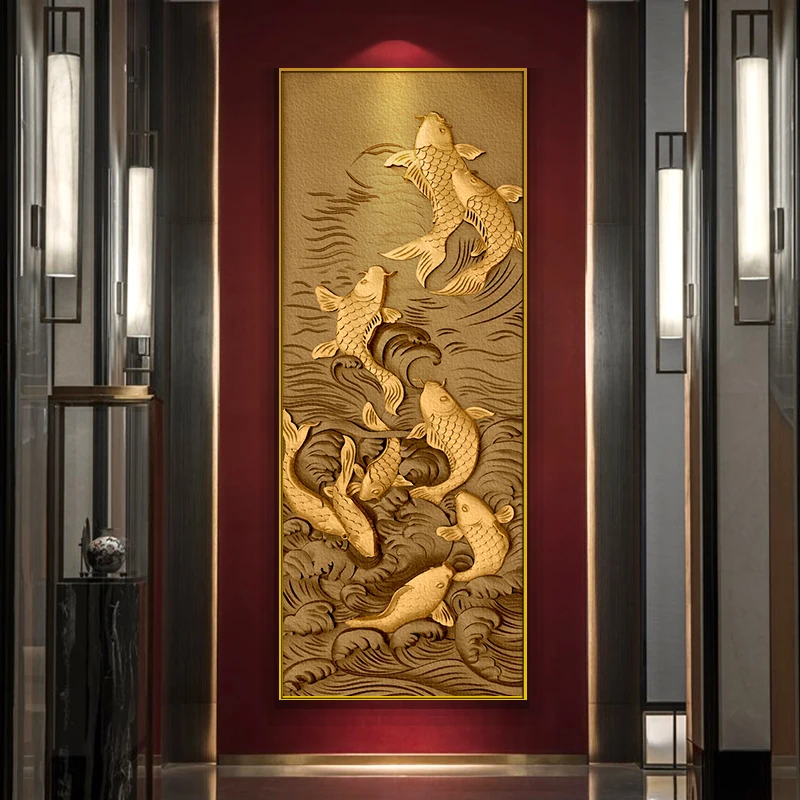 Yuentrance decorative paintings, new Chinese three-dimensional relief hanging paintings,  study paintings have good meaning