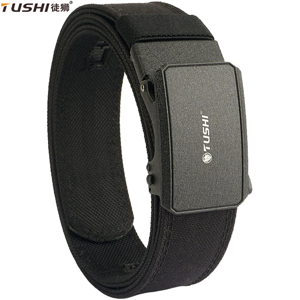 

TUSHI Brand 3.8CM Wide double-layer reinforced automatic buckle training quick hanging pistol belt Mens nylon outdoor leisure