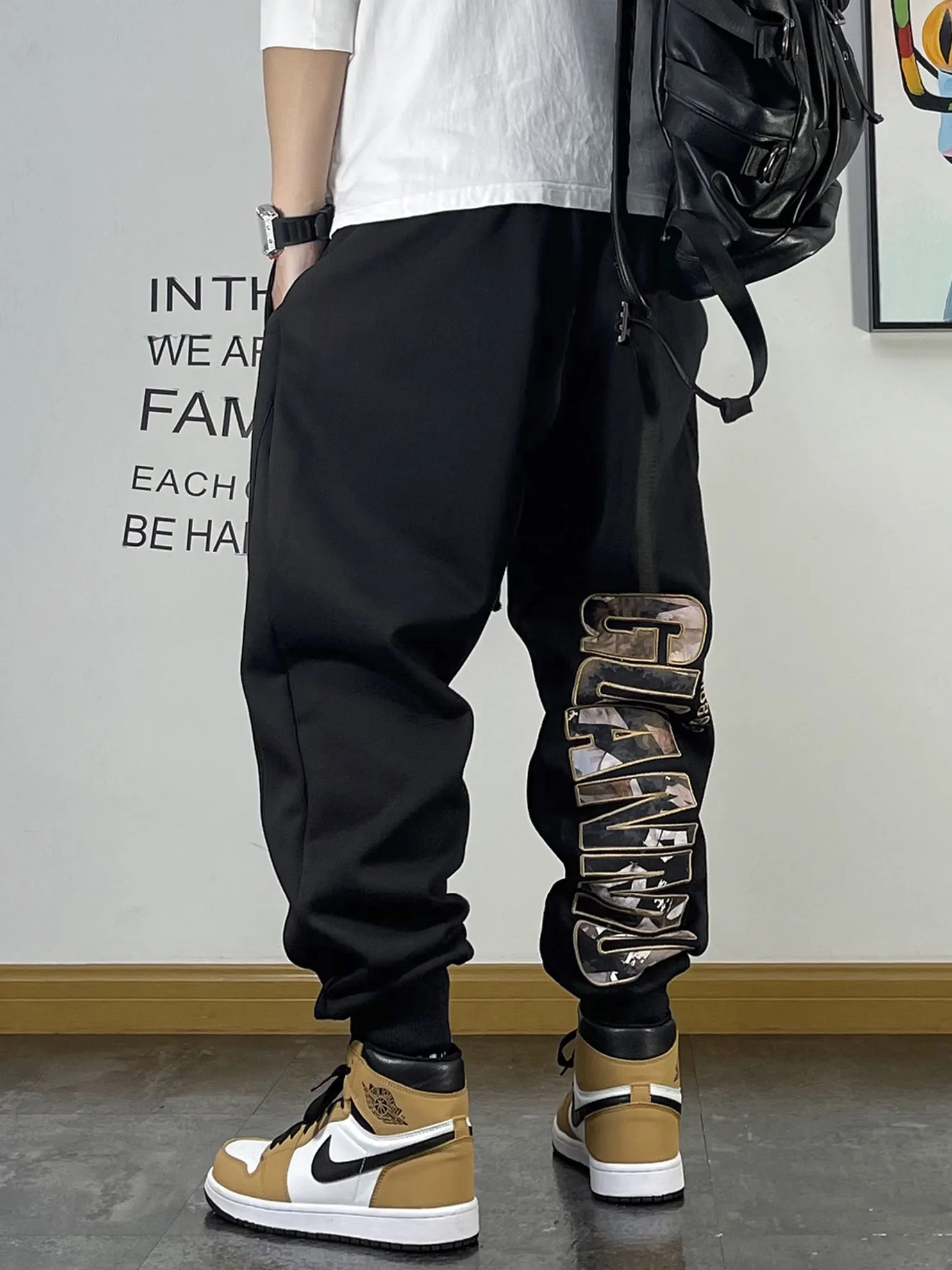 

Спортивные брюки Tagkita Youth Fitn для мужчин, американские свободные брюки с манжетами, весенне-осенние спортивные штаны с буквенным принтом, модная уличная одежда