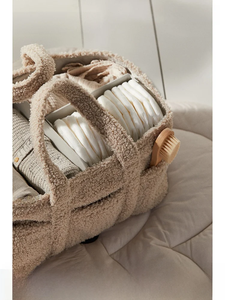 

H&M HOME Teddy Velvet Mommy Bag Practical Handbag Thickened Women's Bag Simple Design Medium Size Fashionable Autumn Bag
