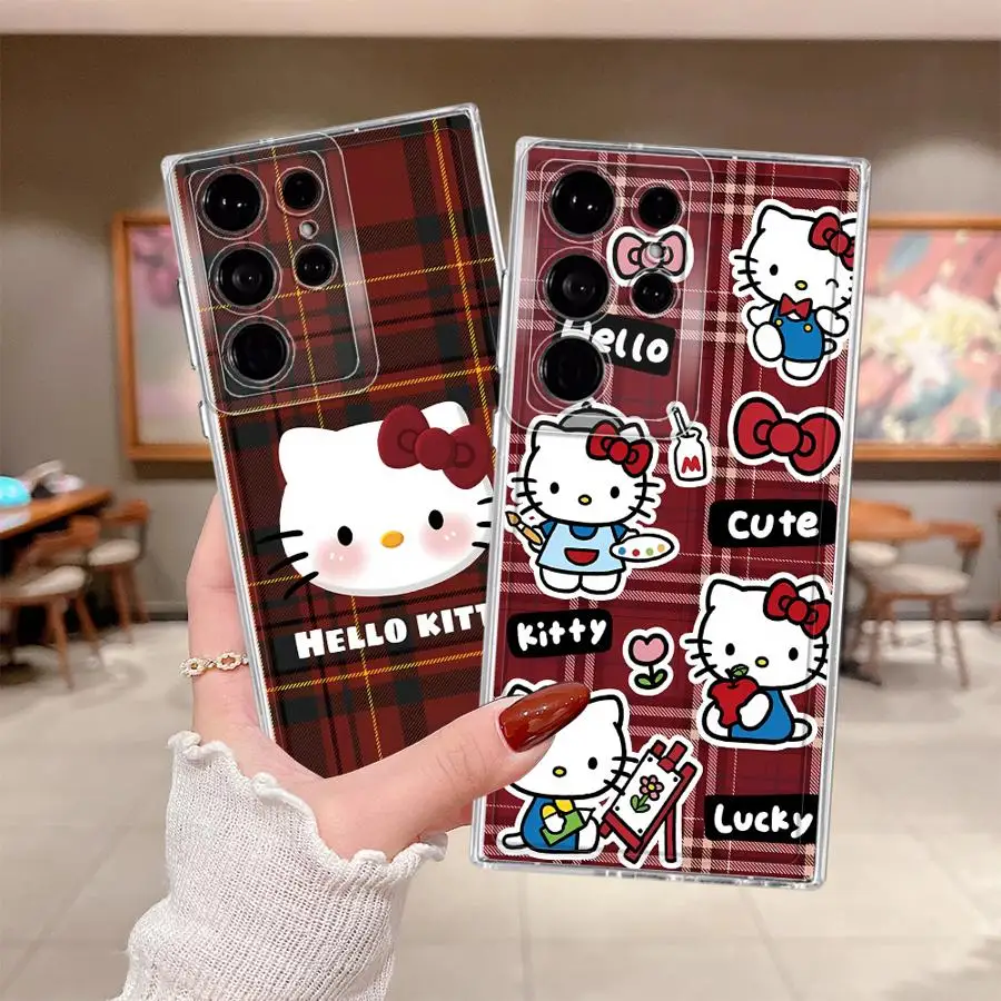 Case for Samsung Galaxy S26 Note 20 Ultra 10 S22 FE S24 S20 Plus S21 S25 Edge S23 Phone Cover Cute Hello Kitty