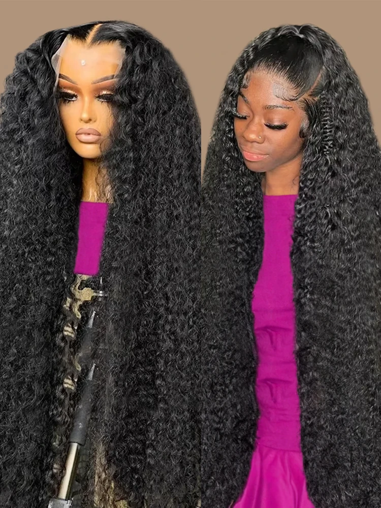 

300 Density HD 13X6 Transparent Deep Water Wave Lace Frontal Human Hair Wigs 40 50 Inches 13X4 Curly Lace Front Wigs For Women