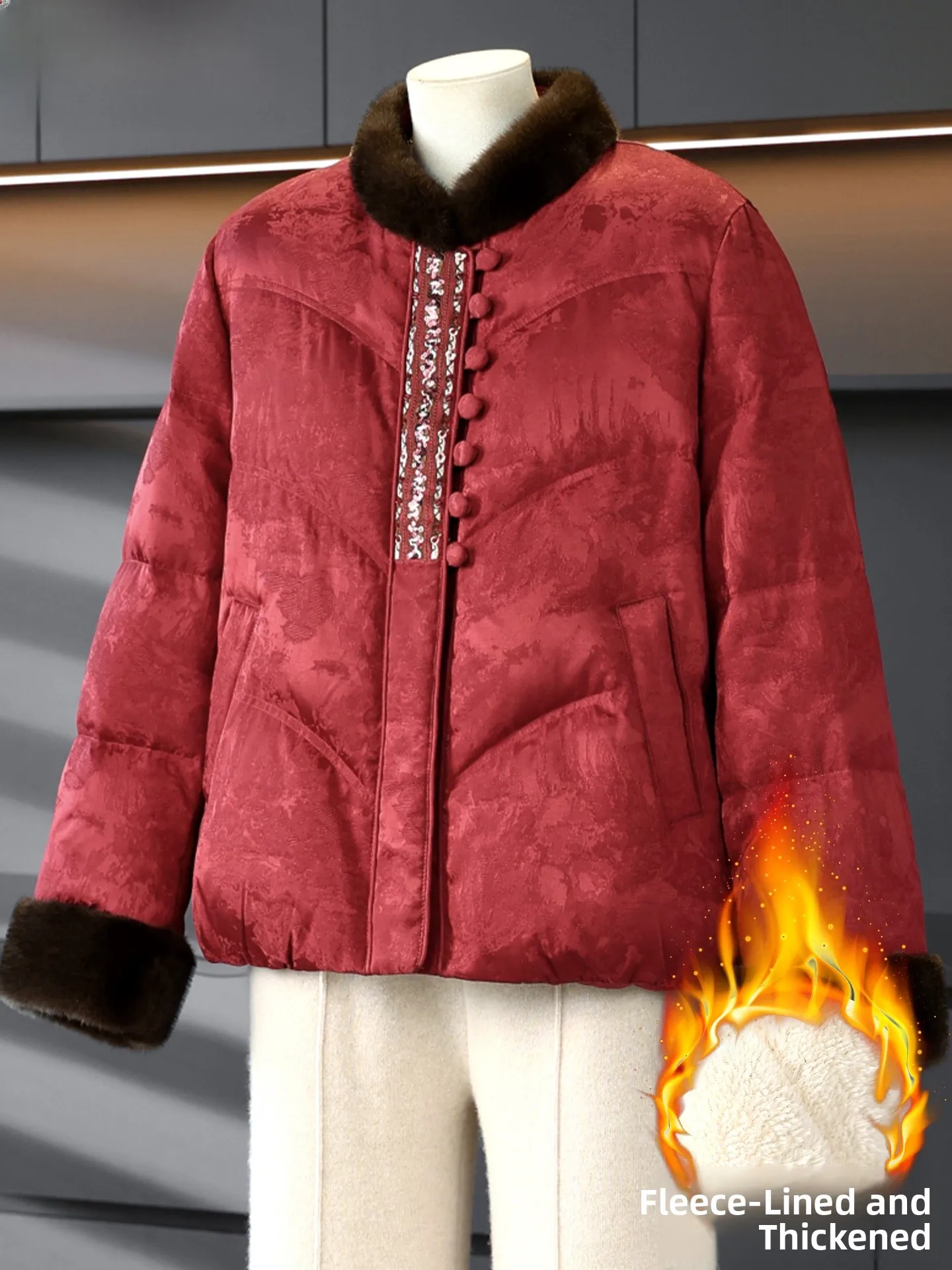 

Новая китайская утепленная хлопковая куртка для женщин, зимняя одежда для мам, верхняя одежда, утолщенная, теплая, для женщин среднего и старшего возраста, 2 в 1.