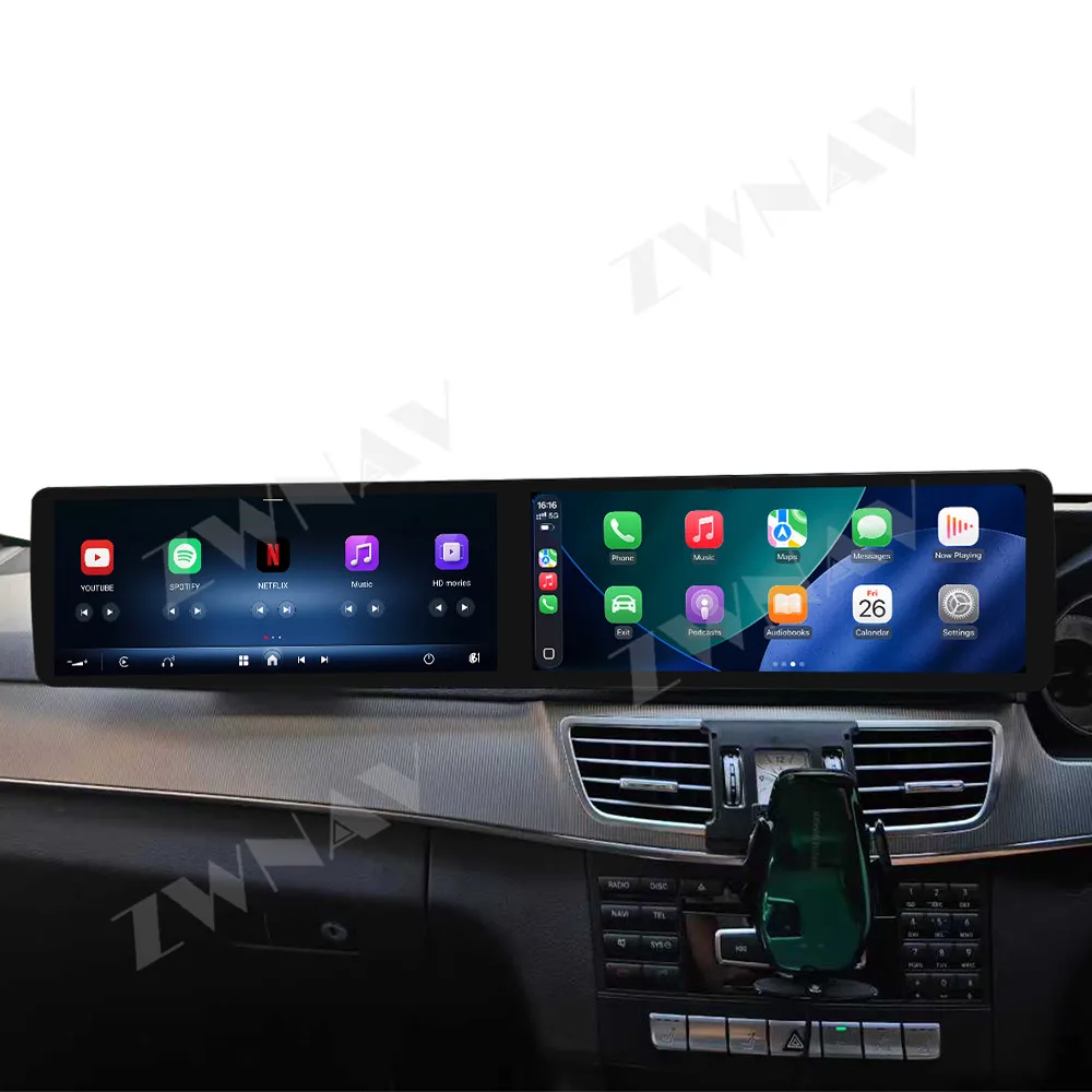 

Dual screen 12.8” For Mercedes-Benz E W212 2009-2015 Android auto navigation carplay multimedia player radio wireless head unit