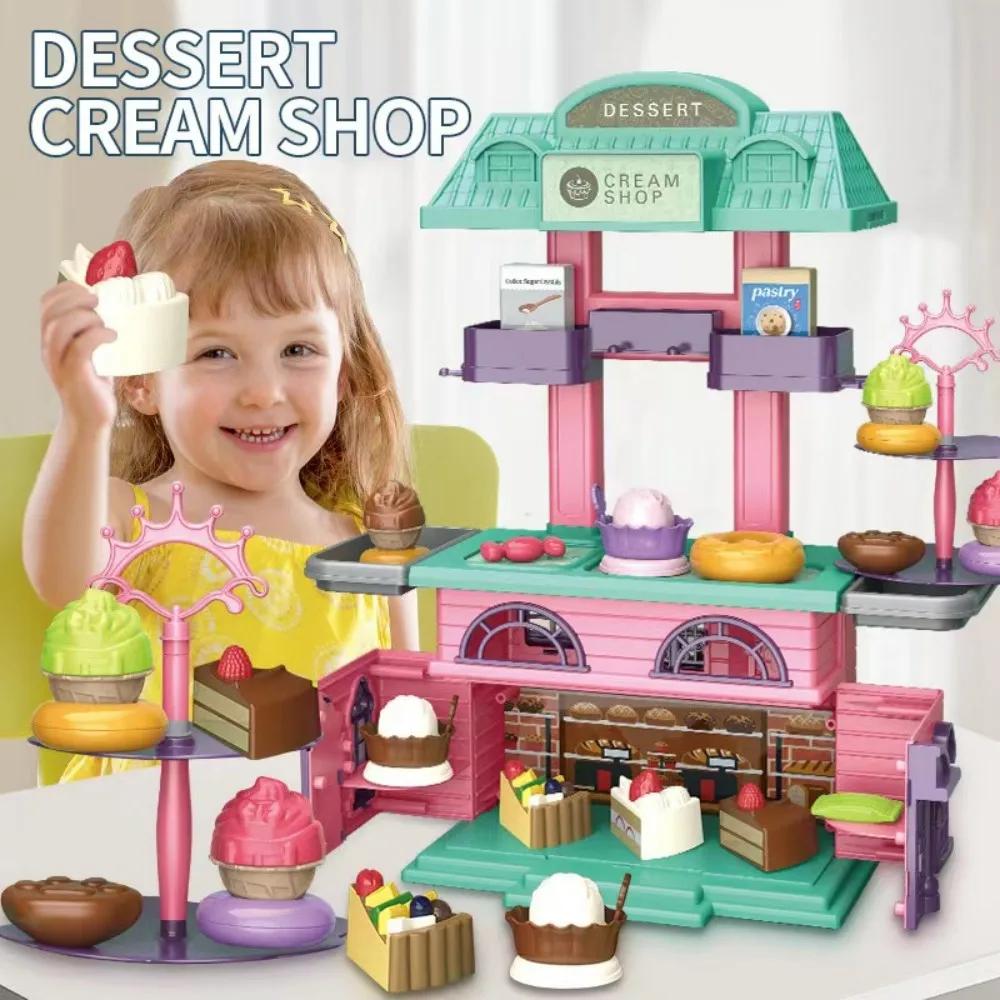 2in1 Simulatie Dessert Koken Villa Huisdier Schoonheid Huis Set Hond Animael DIY Poppenhuis Keuken Voedsel Decor Model Kinderspeelgoed