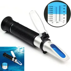Salinity Meter Refractometer Dual Scale 1.0 to 1.07 S.G. Salt Tester for Drinking Water Aquarium Salt Test Tester Seawater