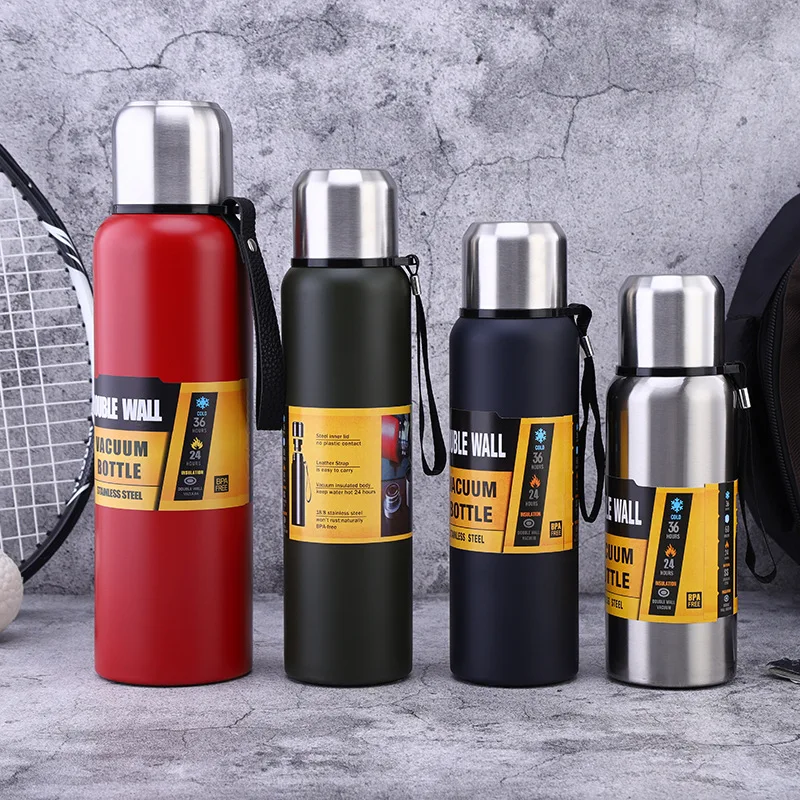 

High Quality Large Capacity Stainless Steel Thermos Portable Vacuum Flask Insulated Tumbler with Rope Thermo Bottle 500/750ml