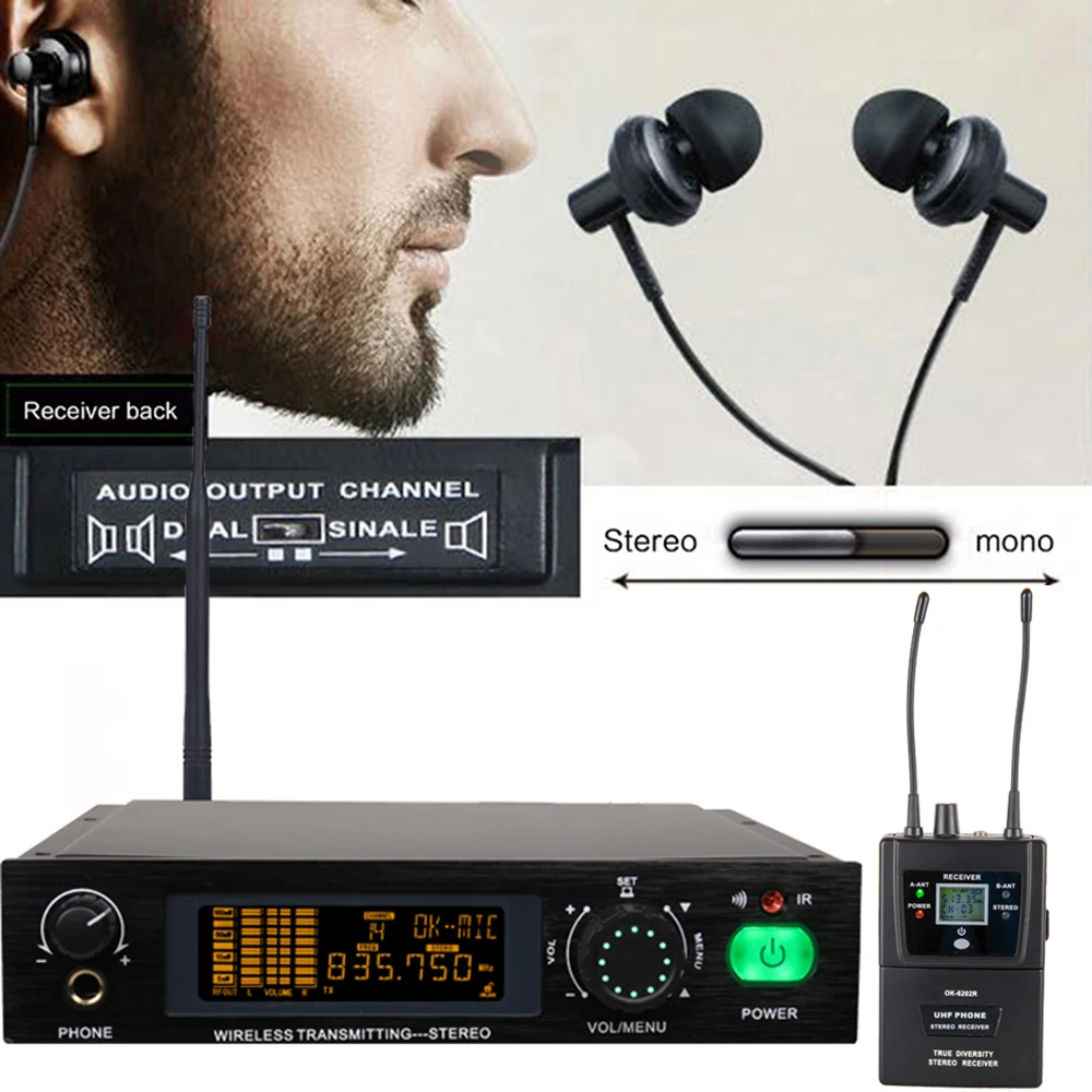 

Betagear Stereo In Ear Monitor Wireless System 1 Receiver 1 Transmitter For Professional Stage Singing / Speech / Interview