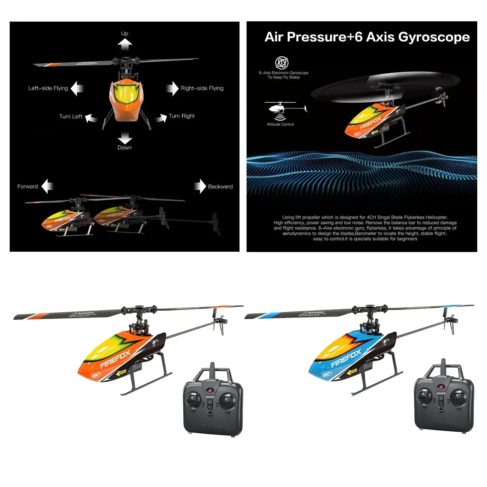 C129 4CH singolo Propelleron Flybarless 2.4Ghz RC elicottero pressione dell\'aria altitudine costante giocattolo per bambini RC Aircraft