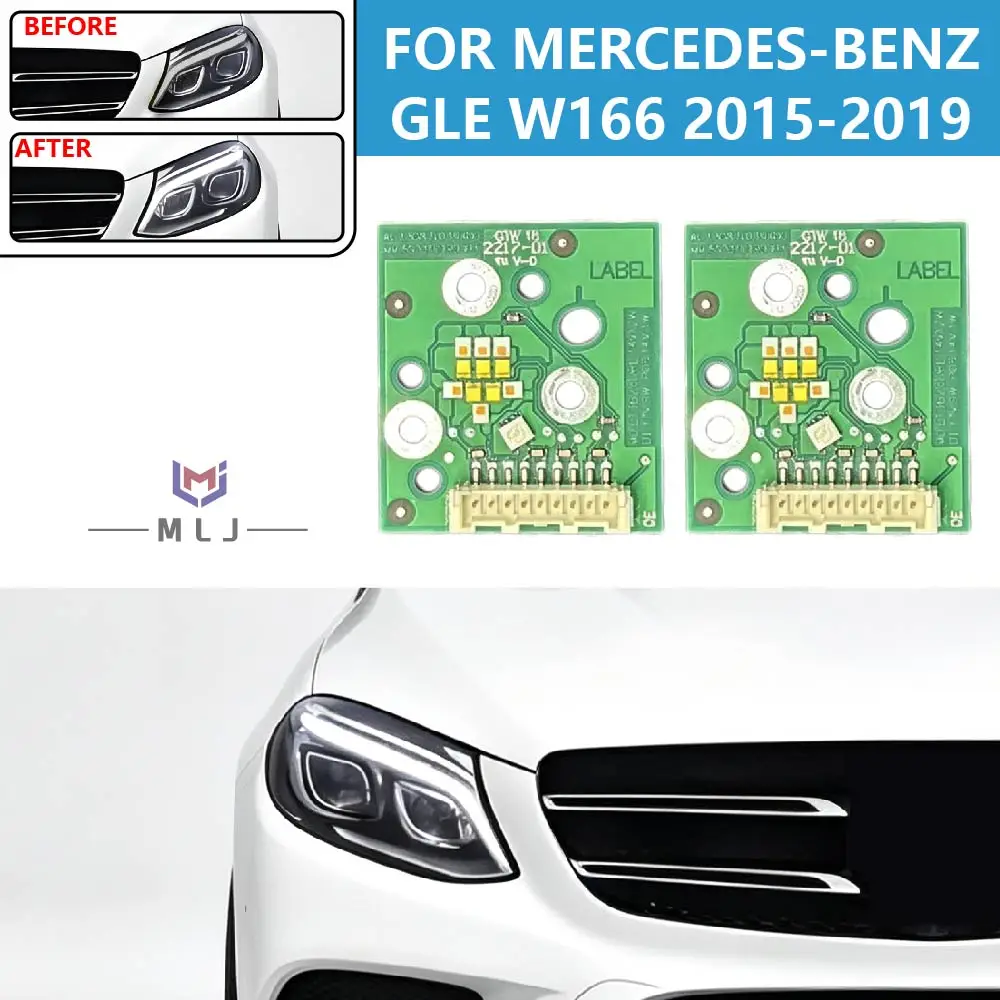 For Mercedes Benz GLE W166 2015‑2019 High‑Spec White Angel Eye DRL Board Chip Headlight Daytime Runing Light Light Source Chip
