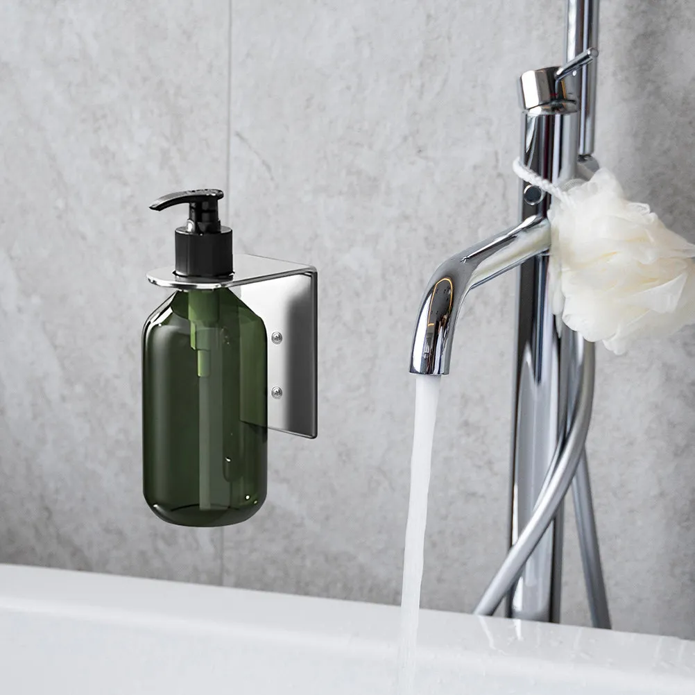 

2Pcs Soap Dispenser Wall Mount Stainless Steel No Drill Bathroom Kitchen Lotion Shampoo Holder Organizer Shelf Rack