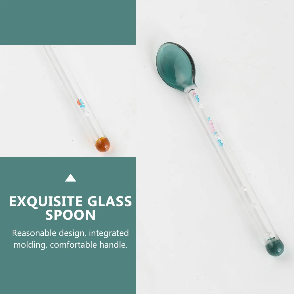 

4 Pcs Dessert Spoons Sweet Treats Glass High Temp Resistant Easy Clean Comfortable H Gatherings Latte Cakes