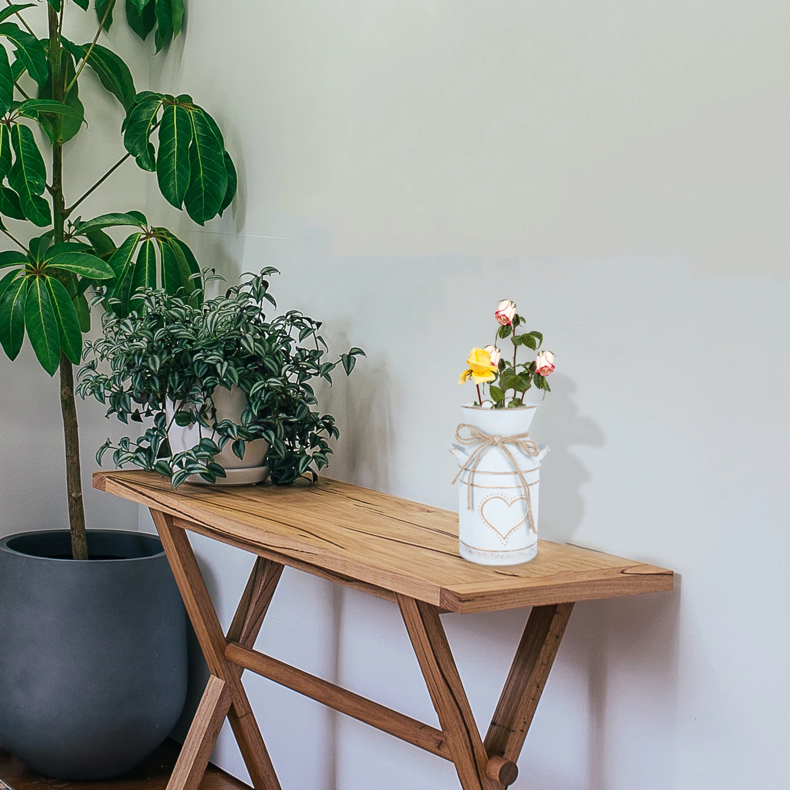 

1Pcs Galvanized Flower Arrangement Container Vintage Vase Dining Table Ornament Rustic Metal Craft Vase Flower Pot Desktop