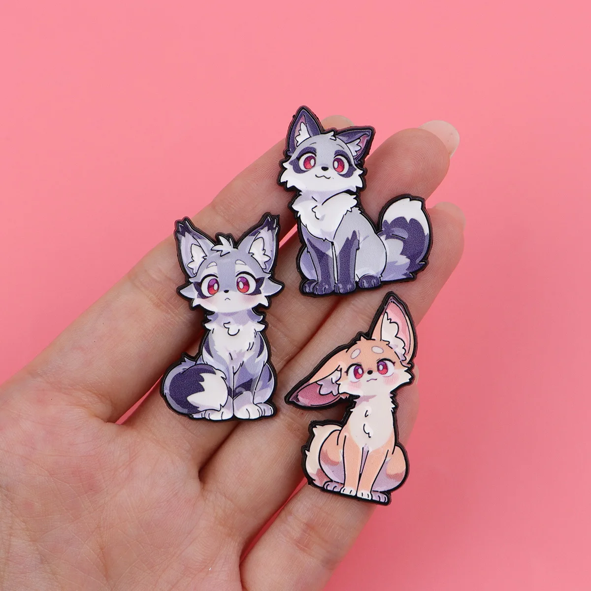 لطيف الحيوان الثعلب الذئب المينا دبابيس الكرتون الزجاج القط بروش التلبيب شارة بدبوس على ظهره الملابس والاكسسوارات هدايا مجوهرات الأزياء #4