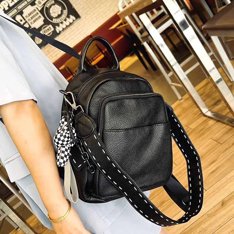 High Quality First Layer Cowhide Backpack For Women Europe And The United States Fashion Trend Casual All-match Women's Bag Tide