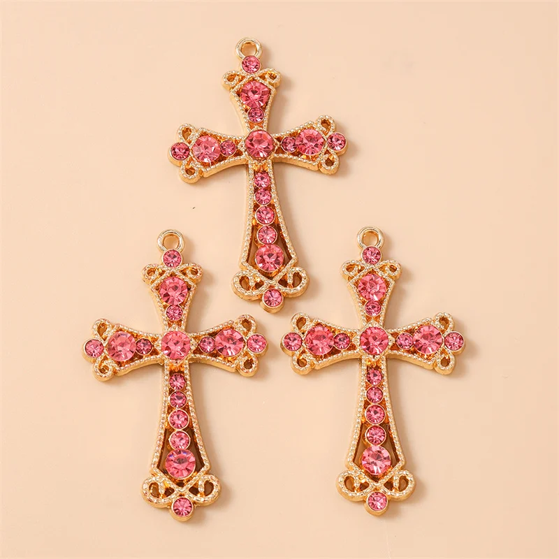 Leslie 10 Stück Große Kristall-Kruzifixe Jesus-Kreuz-Anhänger Steampunk-Kreuz-Anhänger für Schmuckherstellung, Halsketten, Ohrringe, Bastelarbeiten – Detail 3
