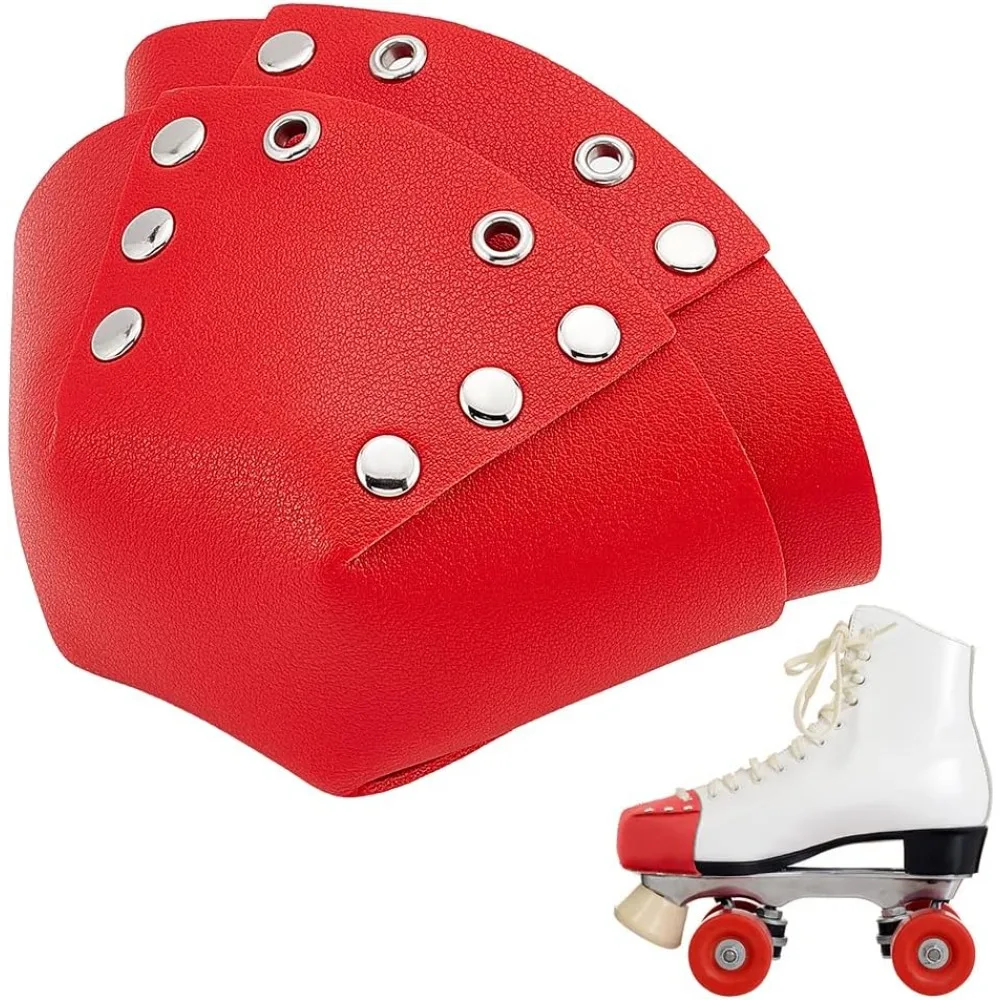 2 Pcs Roller Skate Toe Guards Red Ice Skate Blade Covers Leather Roller Skate Toe Caps Trapezoid Toe Guards making kit