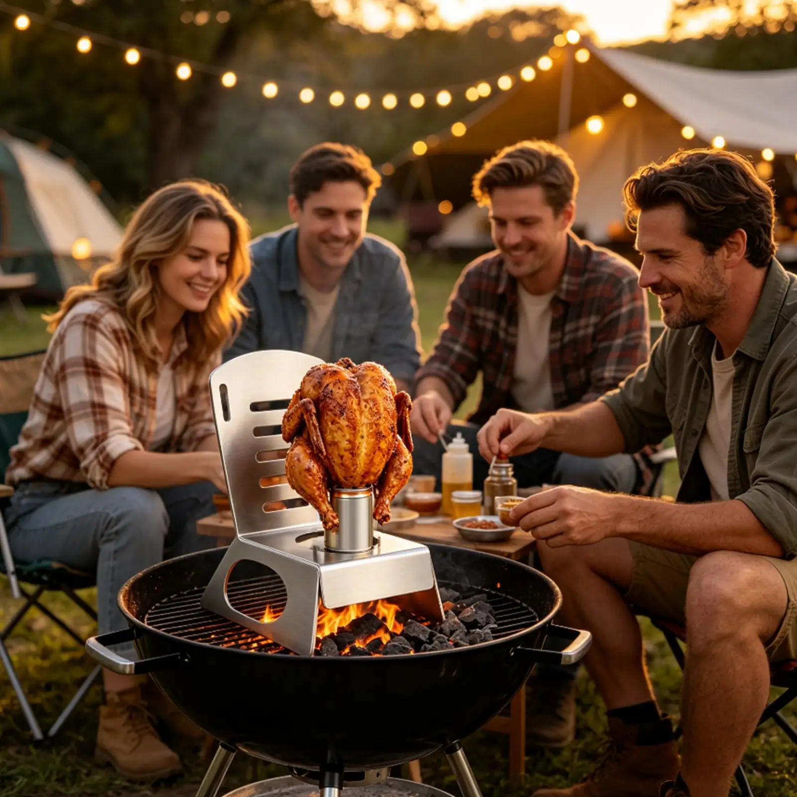 Beer Can Chicken Chair Stainless Steel Upright Roasting Support Beer Can Chicken Grill Throne For Enthusiasts Home Chef Cooking