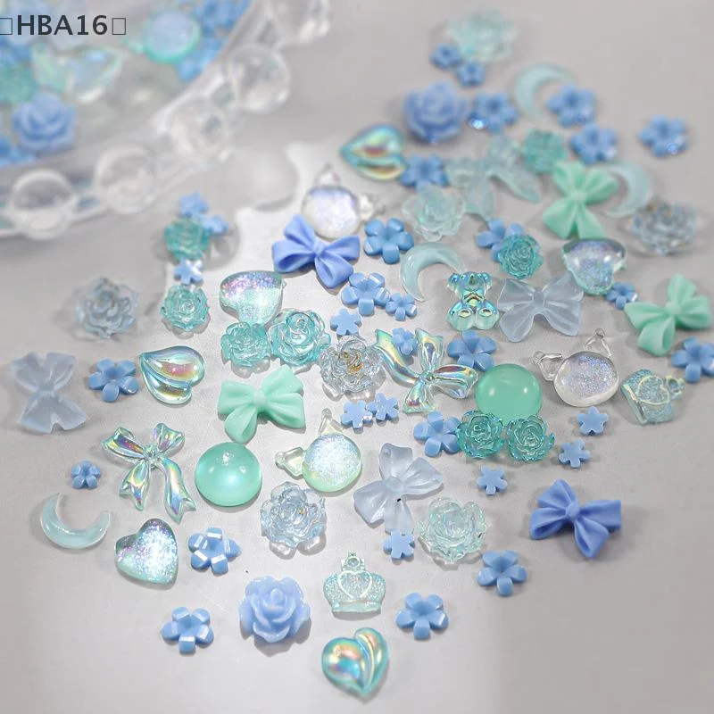 (HBA16) 100 個マルチカラーかわいいちょう結びネイルチャームハート真珠フラワーリボンフラットバック宝石パーツネイルアートマニキュア装飾