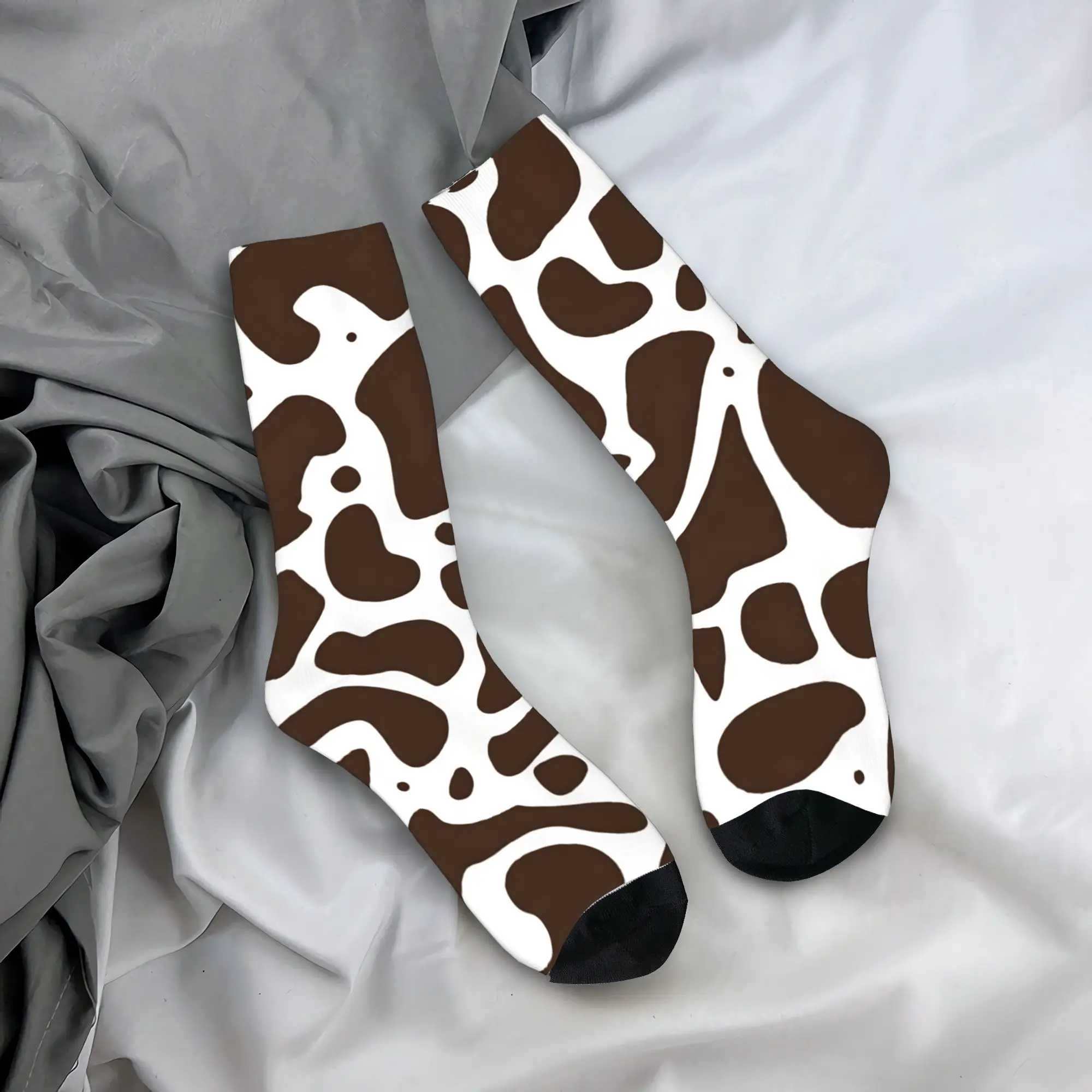 

Cow Print Design Socks Novelty Stockings Men's Soft Breathable Climbing Socks Winter Graphic Non Slip Socks