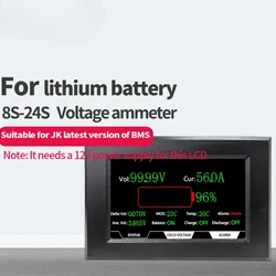 JK LCD 8s-24s Voltage Display 9s 10s 12s 13s 14s 15s 17s 18s 20s 21s 24V 36V 48V Lithium Battery Voltage Tester Display Screen