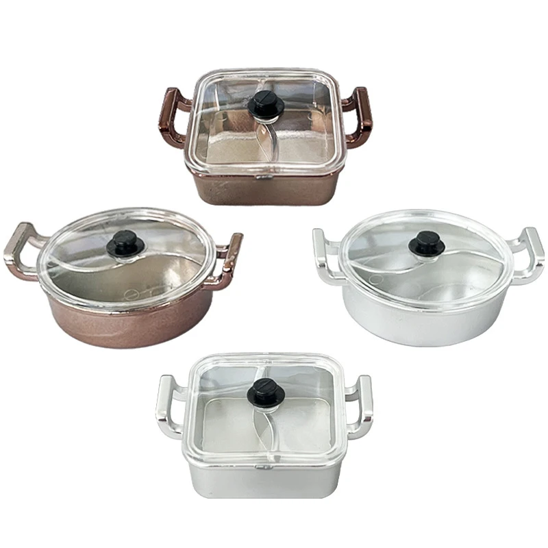 DollHouse Mini Hot Pot Dinner Plate Chinese Cuisine Casserole Kitchen Cookware Fashion Doll House Accessories Furniture Toys