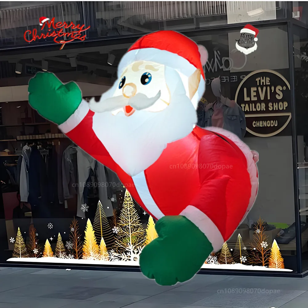 

Christmas Inflate Hang Windows beckon hand Santa Claus Model Built-in LED Lights Indoor Outdoor Gardens Yard Holiday Decor Props