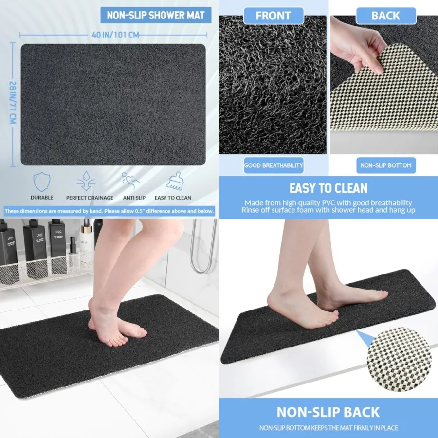 

Non-Slip Bathtub Mat, Anti Slip Shower Mat, Fast Drying Bathtub Mats, Feet Scrubber Mat, Anti Slip Mat for Tub, Floor, Bathroom