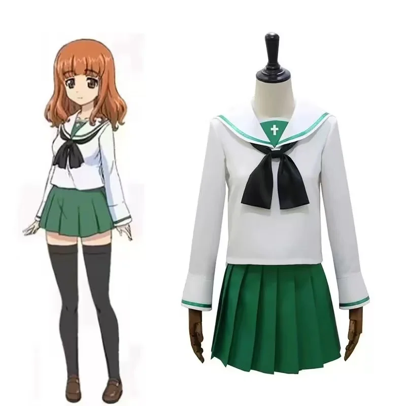 

Girls und Panzer Cosplay Isuzu Hana Oarai Girls' Academy Sailor Uniform Full Costume Set