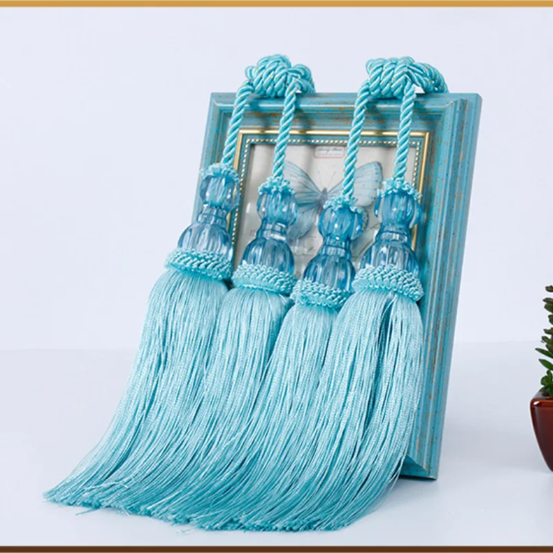 1 pair of crystal hanging ball curtain tassel straps European princess double ball tassel tassel tassel curtain straps