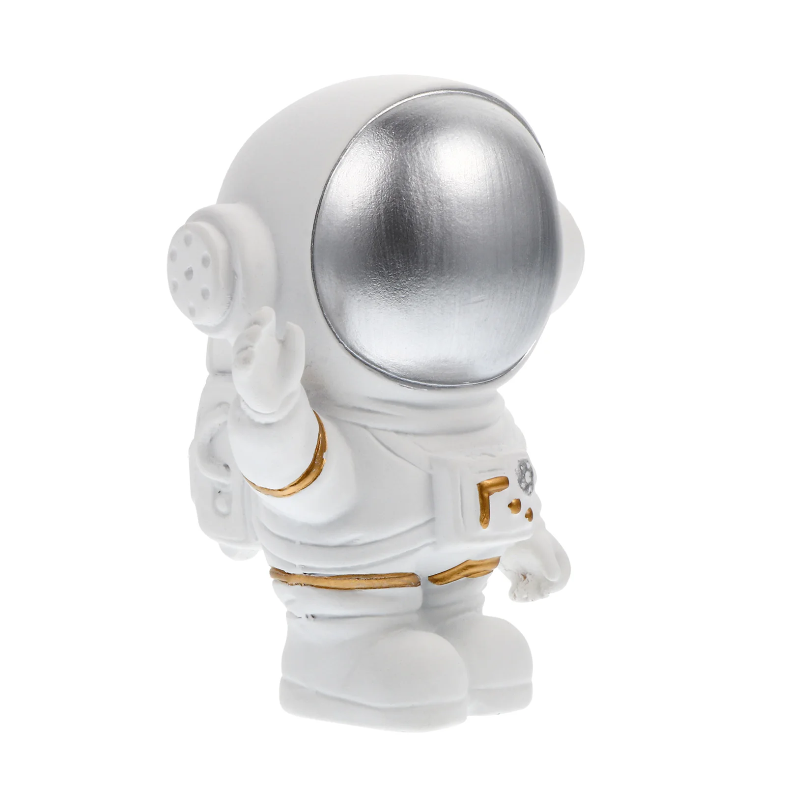 

Resin Astronaut Figurine Space Toys Ornament Desktop Decor Silver Color Statuette Mini Model Home Office