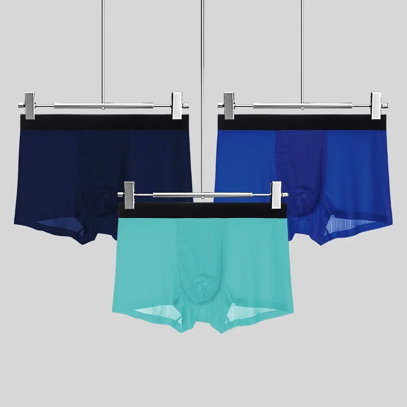 

5штМужское нижнее белье из ледяного шелка, индивидуальный молодежный тренд, летняя брючная голова с четырьмя углами, ультратонкое, бесшовное, дышащее,