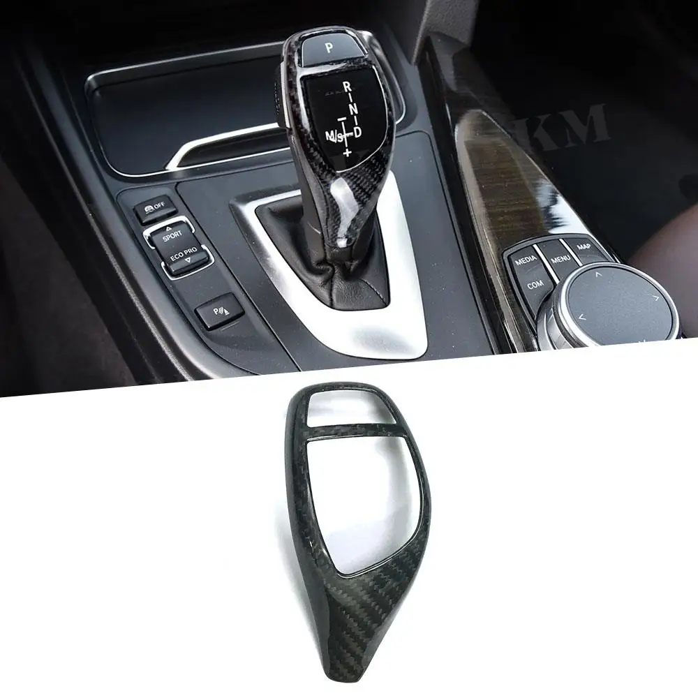 JIACHE For 1 2 3 4 Series Carbon Fiber Gear Shift Handle Sleeve Cover Trim For BMW F20 F30 F32 F33 F36 X3 X5 12-18 LHD