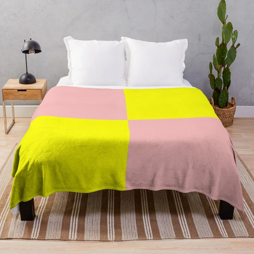 

Yellow and pink checkered pattern color block Throw Blanket Sofa Quilt Blankets Sofas Of Decoration Bed covers Hair Blankets