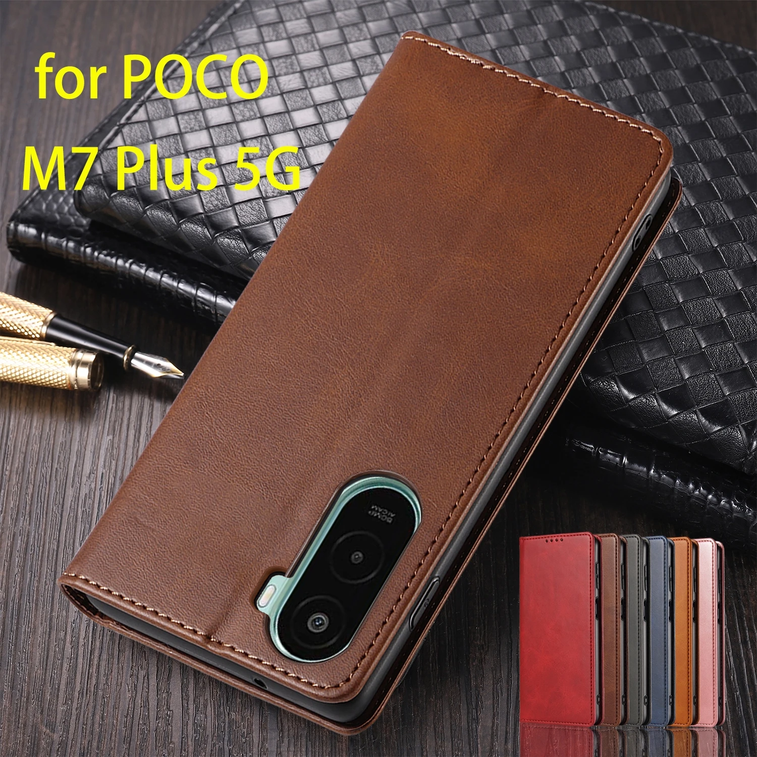 

Кожаный чехол для Xiaomi POCOPHONE POCO M7 Plus 5G, флип-чехол, кобура с магнитным притяжением, чехол-кошелек, чехол Capa Fundas Coque