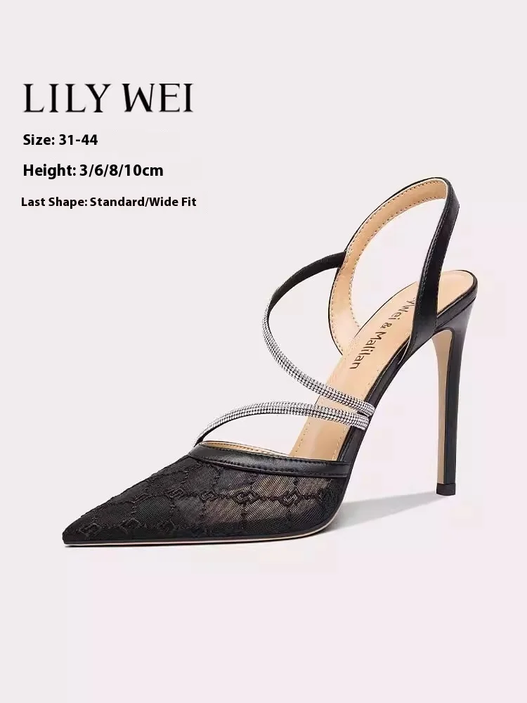 

Босоножки на тонком высоком каблуке на низком каблуке, летние свадебные туфли с кружевной сеткой и стразами, расширенная женская обувь большого размера, маленького размера