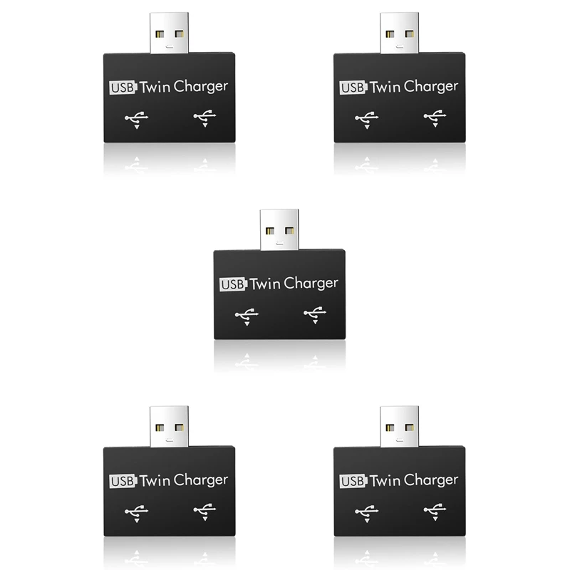 T82C Hot Sale-5X Portable Mini USB Hub To 2 Port Charger Hub Adapter USB Splitter Dual USB Charging Extender For Phone Computer