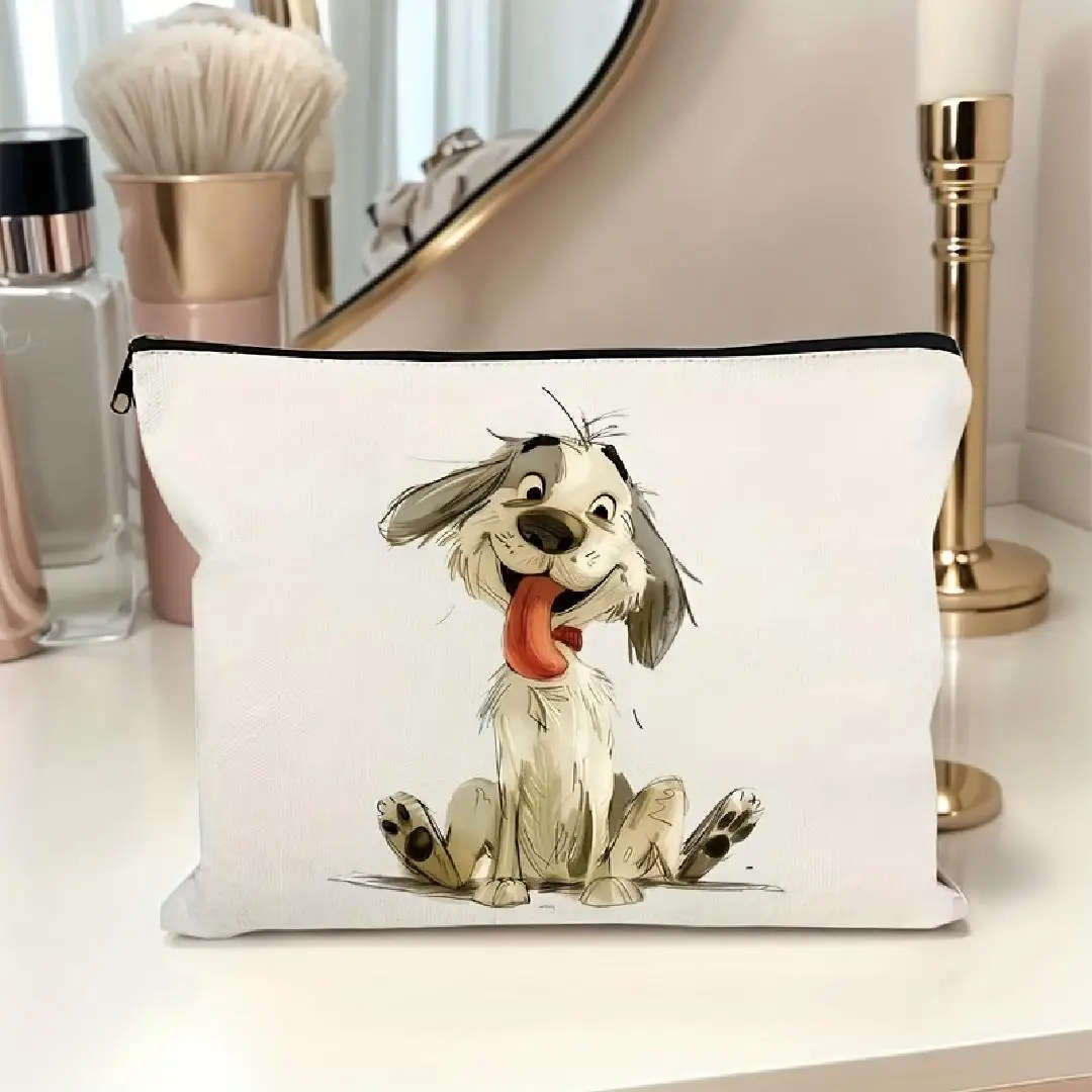 Un joli sac de maquillage pour chiot de dessin animé - pochette multifonctionnelle à fermeture éclair, sac de rangement pour bijoux, petit sac de rangement à fermeture éclair de voyage parfait.