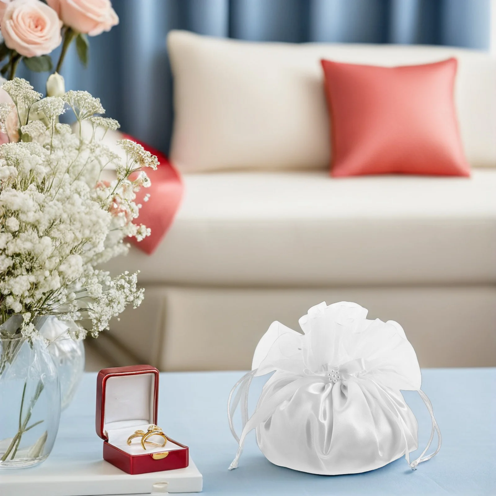 

2Pcs Brides Handbags Elegant Fabric Wedding Clutch Spacious Design Comfortable Stylish Formal Evening Purses Beaded Clutch