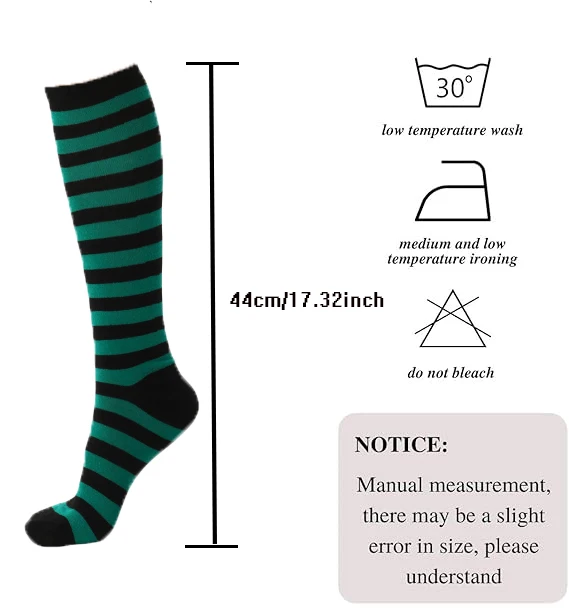 1 Paar kniehohe Damensocken, Oberschenkelsocken, niedlich, grün, weiß, rot, lila gestreift, sexy, schmal geschnittene, lange Röhrensocken – Detail 3