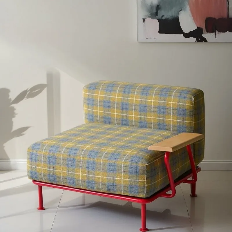 

Retro style blogger dopamine plaid sofa medieval French small apartment Bauhaus module combination sofa