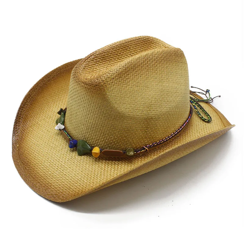 

Cross-border Cowboy Hat Tibet Travel Photography Beach Sun Hat New Men And Women Colorful Thread Straw Hat Bowler Hat Summer