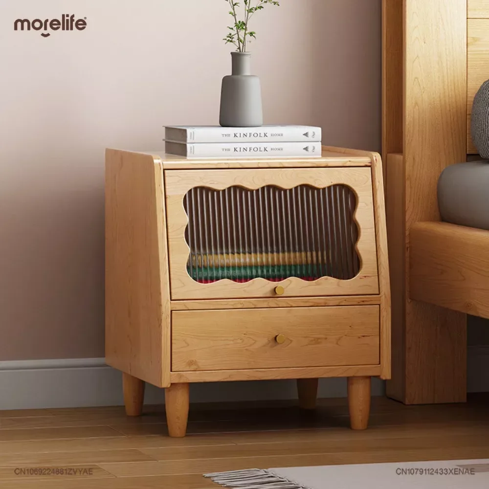 

Nordic Bedroom Minimalist Unique Design Nightstands Vintage Floor Solid Wood Storage Cabinet Bedside Table Home Furniture F01+
